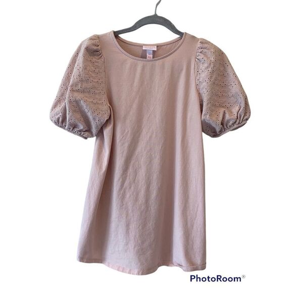 Isabel Maternity by Ingrid & Isabel Women's Mauve Pink Short Puff Sleeve Top Siz - Picture 1 of 5